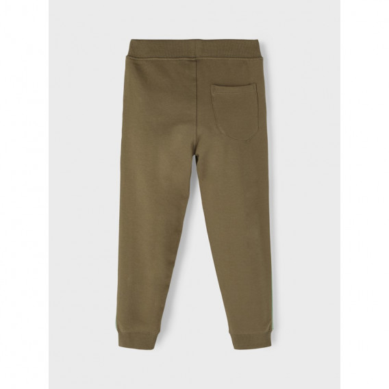 Pantaloni din bumbac organic cu accente de culoare, verde închis Name it 258092 2
