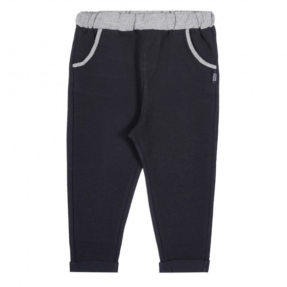 Pantaloni sport din bumbac cu accente gri pentru bebeluși, bleumarin Chicco 258153 