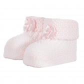 Botoși tricotați cu panglici pentru bebeluși, roz Chicco 258178 