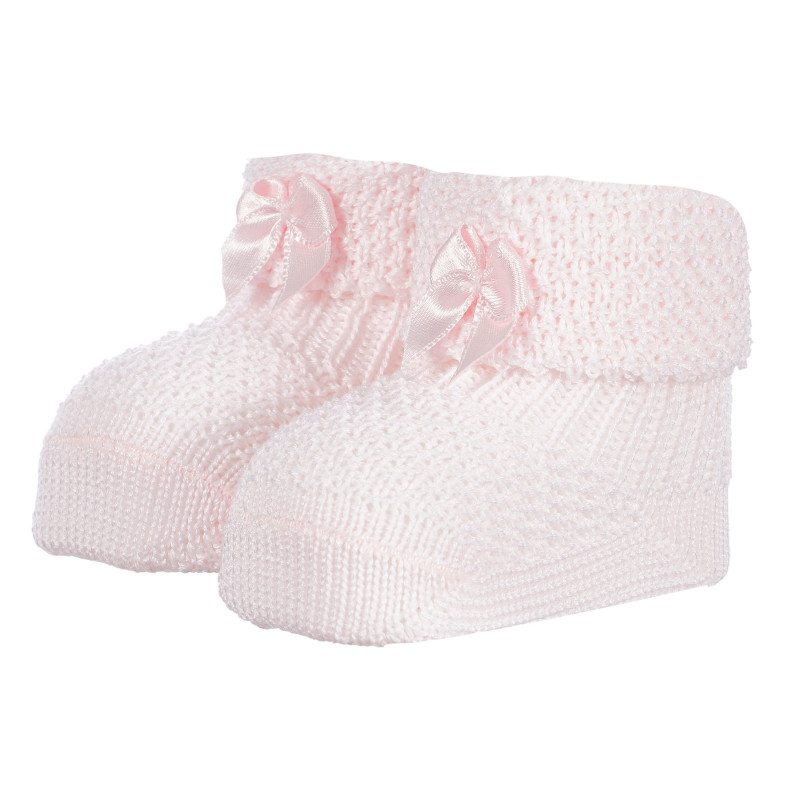 Botoși tricotați cu panglici pentru bebeluși, roz  258178