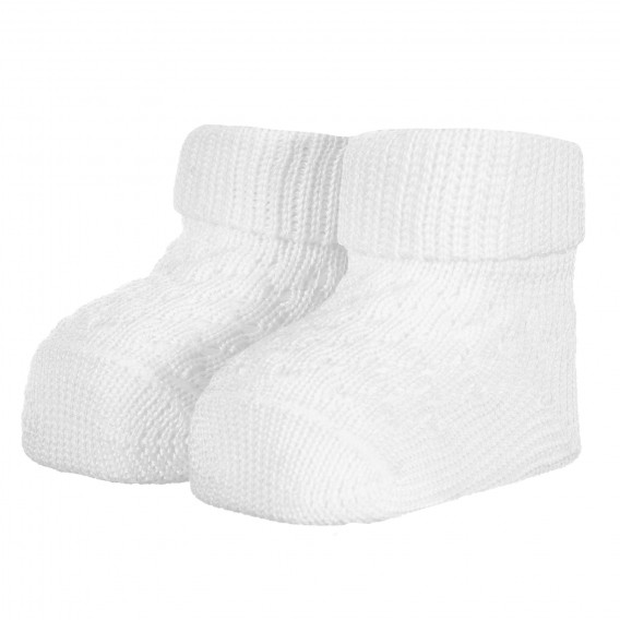 Șosete tricotate pentru bebeluș, albe Chicco 258195 