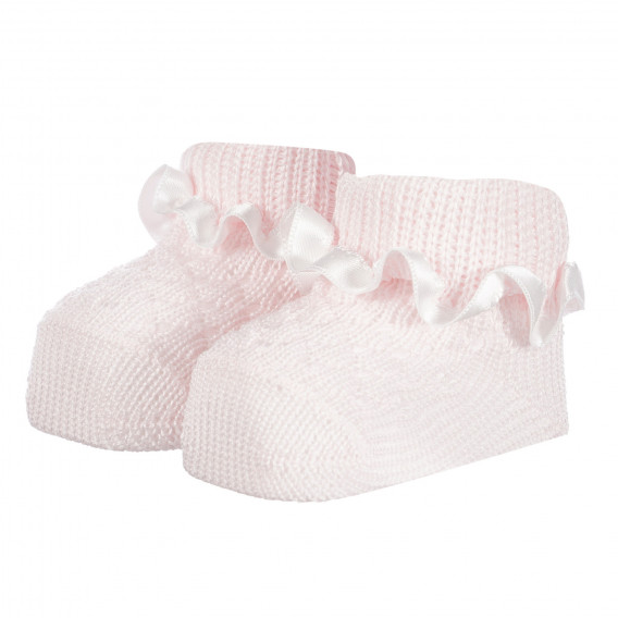 Botoși tricotați cu volane pentru bebeluși, roz Chicco 258198 