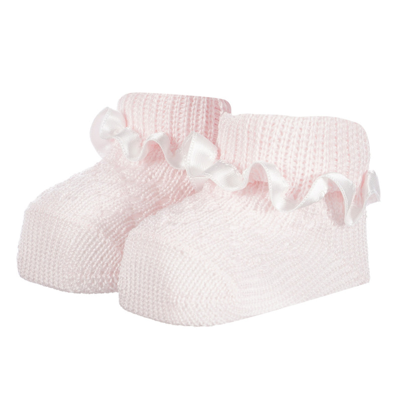 Botoși tricotați cu volane pentru bebeluși, roz  258198