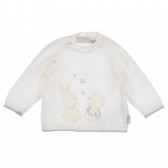Set tricotat din bluză și pantaloni cu botoși pentru bebeluș, alb Chicco 258215 2