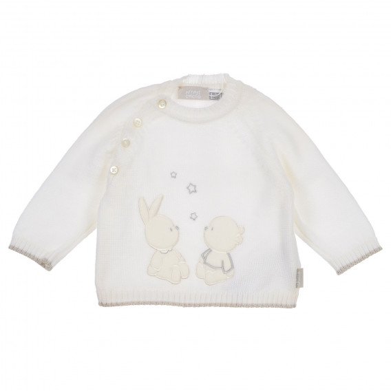 Set tricotat din bluză și pantaloni cu botoși pentru bebeluș, alb Chicco 258215 2