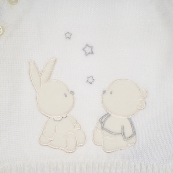 Set tricotat din bluză și pantaloni cu botoși pentru bebeluș, alb Chicco 258217 3