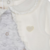 Salopetă de pluș cu stele pentru un bebeluși, în alb și gri Chicco 258285 2