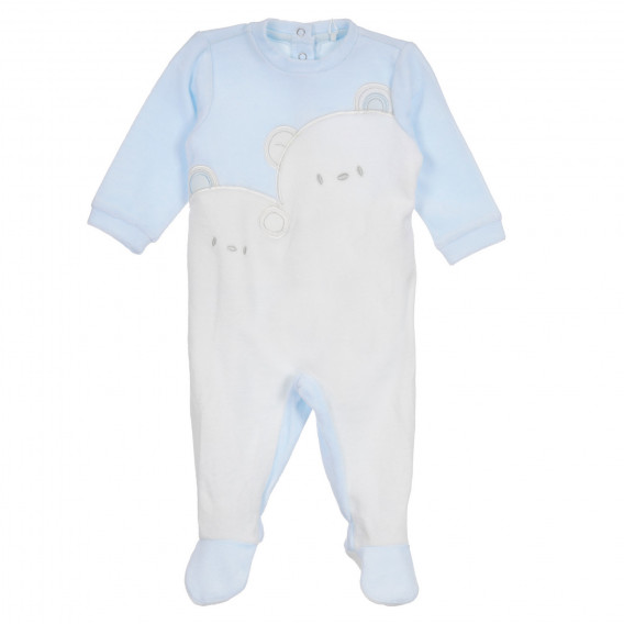 Salopetă de pluș cu aplicație de urși de pluș pentru bebeluși, albastră Chicco 258331 