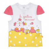 Tricou din bumbac cu mâneci roz pentru bebeluși, alb Chicco 258366 
