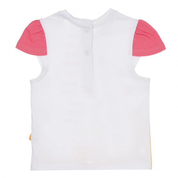 Tricou din bumbac cu mâneci roz pentru bebeluși, alb Chicco 258369 4