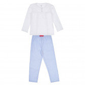 Set de bluză și pantaloni din bumbac, alb și albastru Chicco 258385 