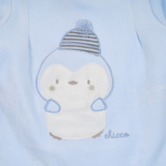 Salopetă de pluș cu aplicație pinguin pentru bebeluși, albastru Chicco 258396 2