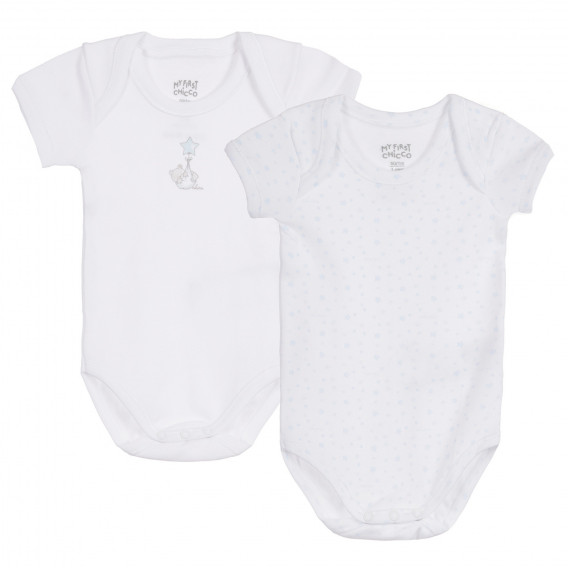Set din bumbac din două body cu imprimeu figural pentru un bebeluși, în alb Chicco 258478 