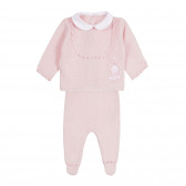 Set tricotat, bluză și pantaloni pentru copii, culoare roz Chicco 258504 