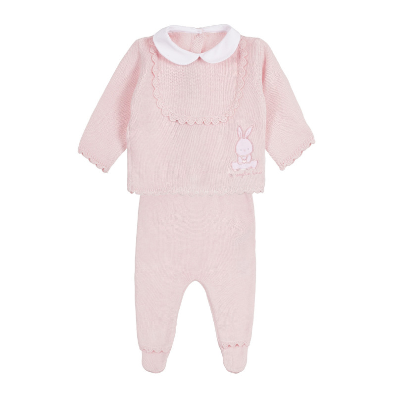 Set tricotat, bluză și pantaloni pentru copii, culoare roz  258504