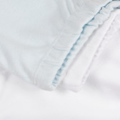 Set de bumbac de doi pantalonași pentru bebeluși, în alb și albastru. Chicco 258526 3