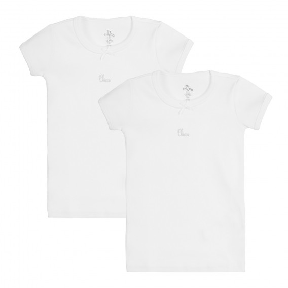 Set de bumbac din două tricouri, albe Chicco 258539 