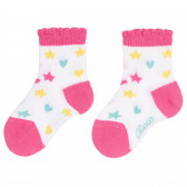 Șosete cu stele colorate pentru bebeluși, albe Chicco 258725 
