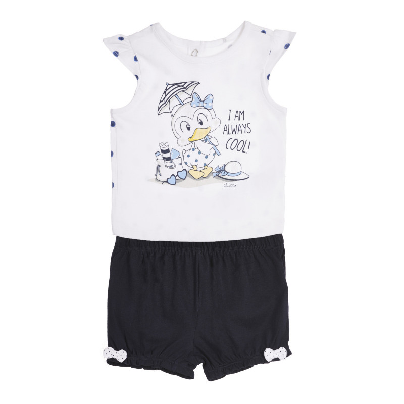 Set de tricouri din bumbac și pantaloni scurți pentru bebeluși, în alb și albastru  258737