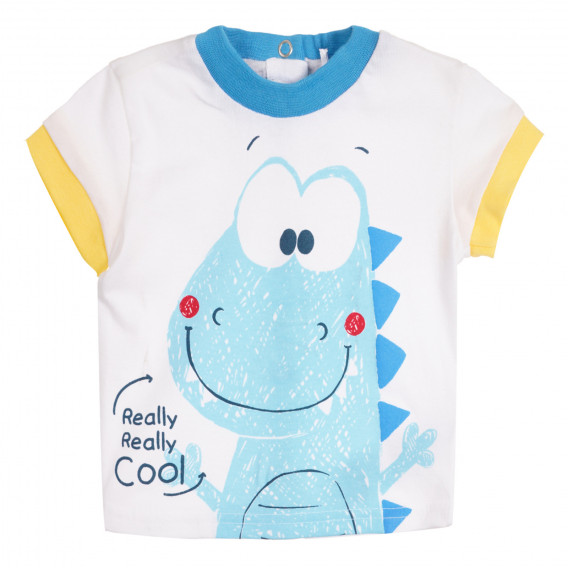 Set de tricouri din bumbac și pantaloni scurți pentru bebeluși, în alb și albastru. Chicco 258764 2