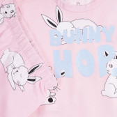Pijama roz din bumbac, imprimeu BUNNY HOP, roz Chicco 258856 3