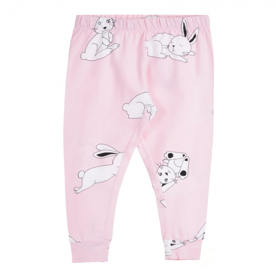 Pijama roz din bumbac, imprimeu BUNNY HOP, roz Chicco 258858 5