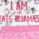 Pijama de bumbac "I AM THE CATS PAJAMAS" pentru bebeluși, în alb și roz Chicco 258956 3