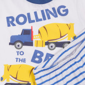 Pijama din bumbac, cu imprimeu ROLLING pentru un bebeluș în alb și albastru Chicco 258974 3