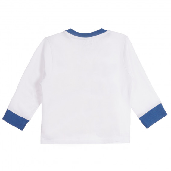 Pijama din bumbac, cu imprimeu ROLLING pentru un bebeluș în alb și albastru Chicco 258976 5