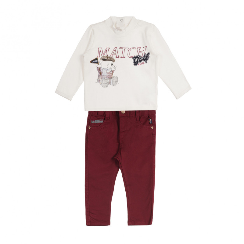 Set de bluză din bumbac și pantaloni pentru bebeluși, în alb și roșu  258994