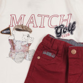 Set de bluză din bumbac și pantaloni pentru bebeluși, în alb și roșu Chicco 258996 3