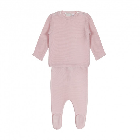 Set tricotat din bumbac din două părți pentru bebeluși, roz Chicco 259001 