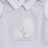 Set de body din bumbac și salopetă pentru un bebeluși, în alb și albastru Chicco 259017 2