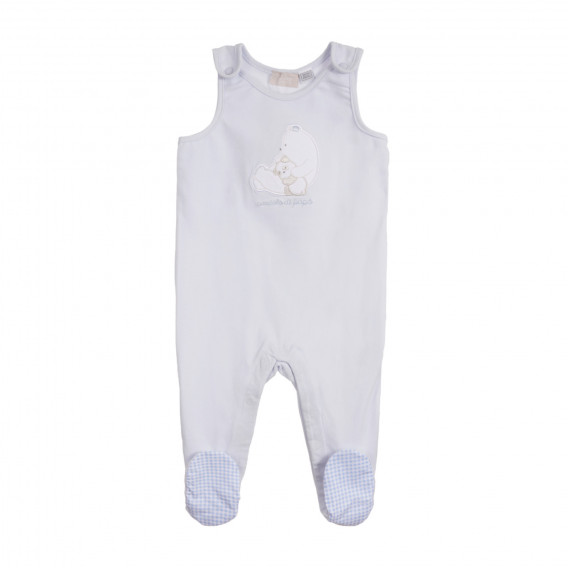 Set de body din bumbac și salopetă pentru un bebeluși, în alb și albastru Chicco 259020 5