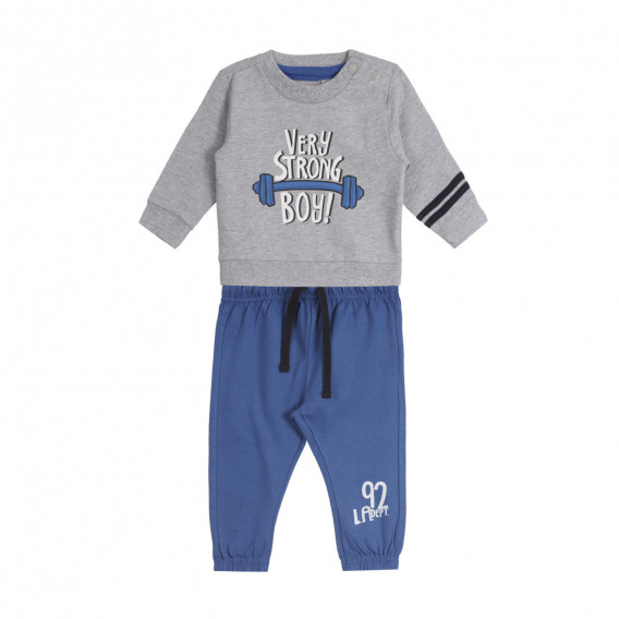 Set de hanorac și pantaloni pentru bebeluși, gri și albastru Chicco 259039 