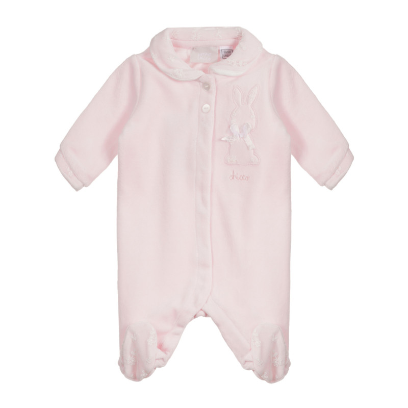 Salopetă din bumbac cu iepuraș pentru bebeluș, în roz  259076
