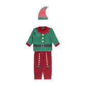 Costum de elf de Crăciun de pluș pentru bebeluși,  în roșu și verde Chicco 259080 
