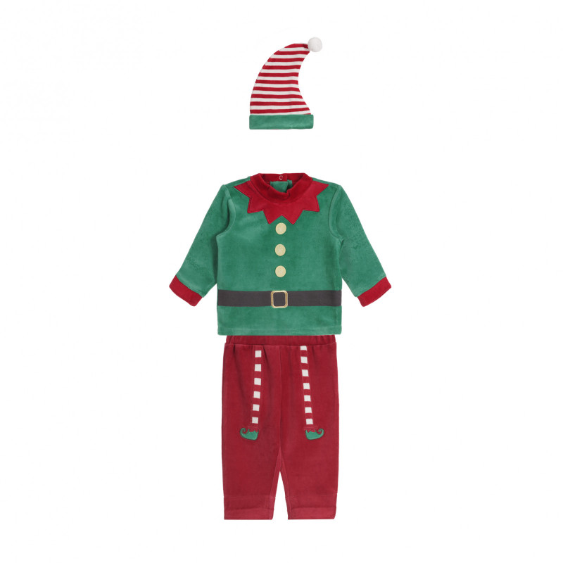 Costum de elf de Crăciun de pluș pentru bebeluși,  în roșu și verde  259080