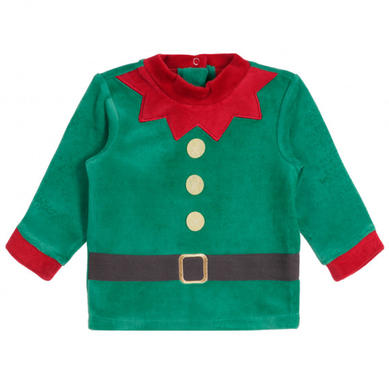 Costum de elf de Crăciun de pluș pentru bebeluși,  în roșu și verde Chicco 259085 2