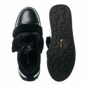 Pantofi pentru fete negre cu velcro pufos negru Colors Of California 25916 3