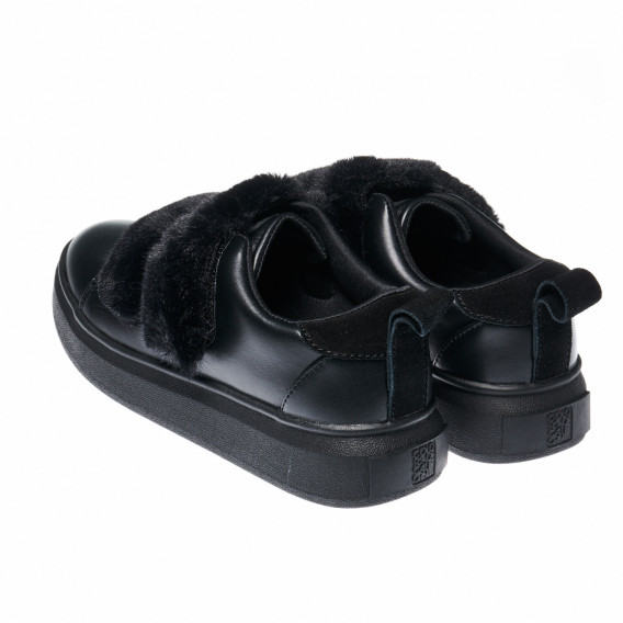 Pantofi pentru fete negre cu velcro pufos negru Colors Of California 25917 2