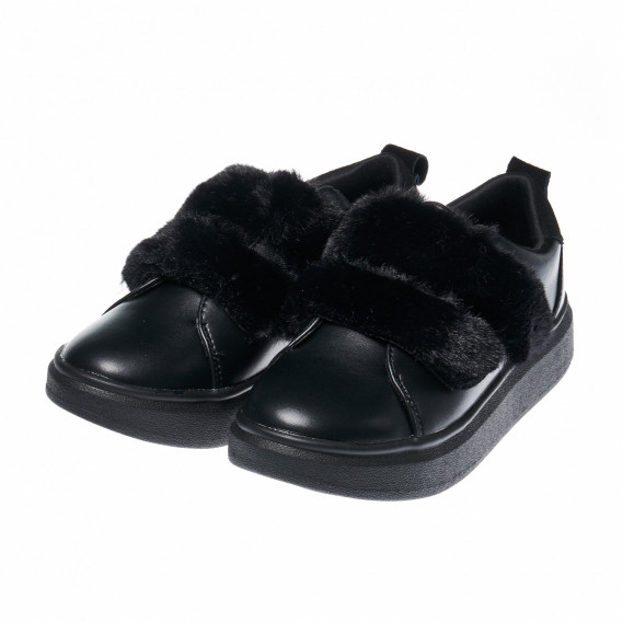 Pantofi pentru fete negre cu velcro pufos negru Colors Of California 25918 