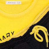 Set de pantaloni scurți din bumbac și tricou, negru și galben Acar 259194 3