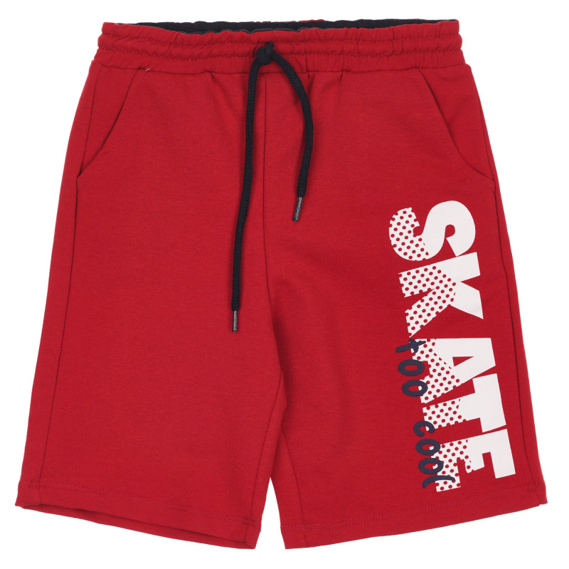 Pantaloni scurți din bumbac cu imprimeu Skate, roșu  259376