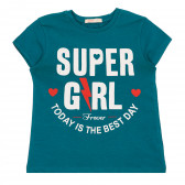 Tricou de bumbac "Super fată", verde Acar 259555 