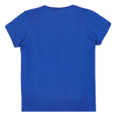 Tricou din bumbac cu inscripție contrastantă, albastru  Acar 259812 4