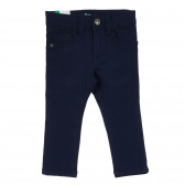 Pantaloni de bumbac cu logo de marcă brodat, bleumarin Benetton 259987 