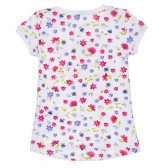 Tricou din bumbac cu imprimeu floral Bună fată drăguță, albă Benetton 260002 4