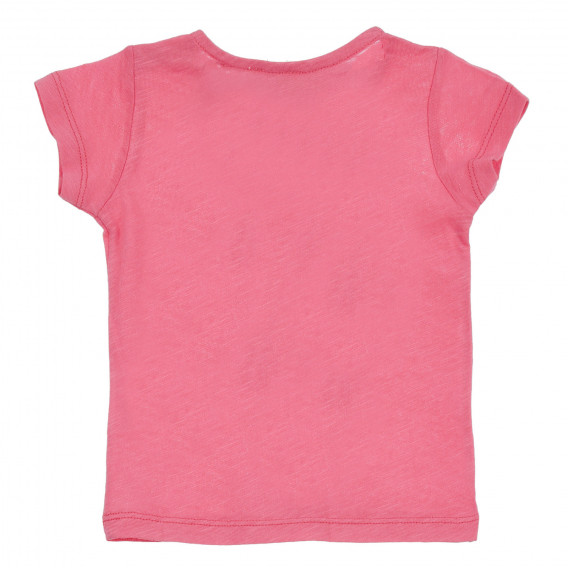 Tricou din bumbac roz Benetton cu imprimeu pentru bebelusi Benetton 260134 4