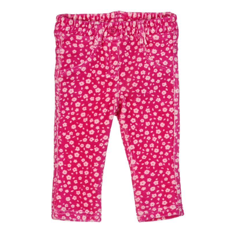 Pantaloni din catifea cu imprimeu floral pentru bebeluș, roz  260212